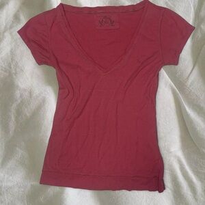 Vintage Old Navy Women's V-Neck Short Sleeve Top - Rose